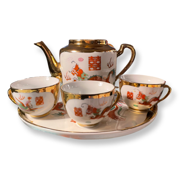 VINTAGE / Antique Chinese Wedding Tea Pot Set - Picture 3 of 12